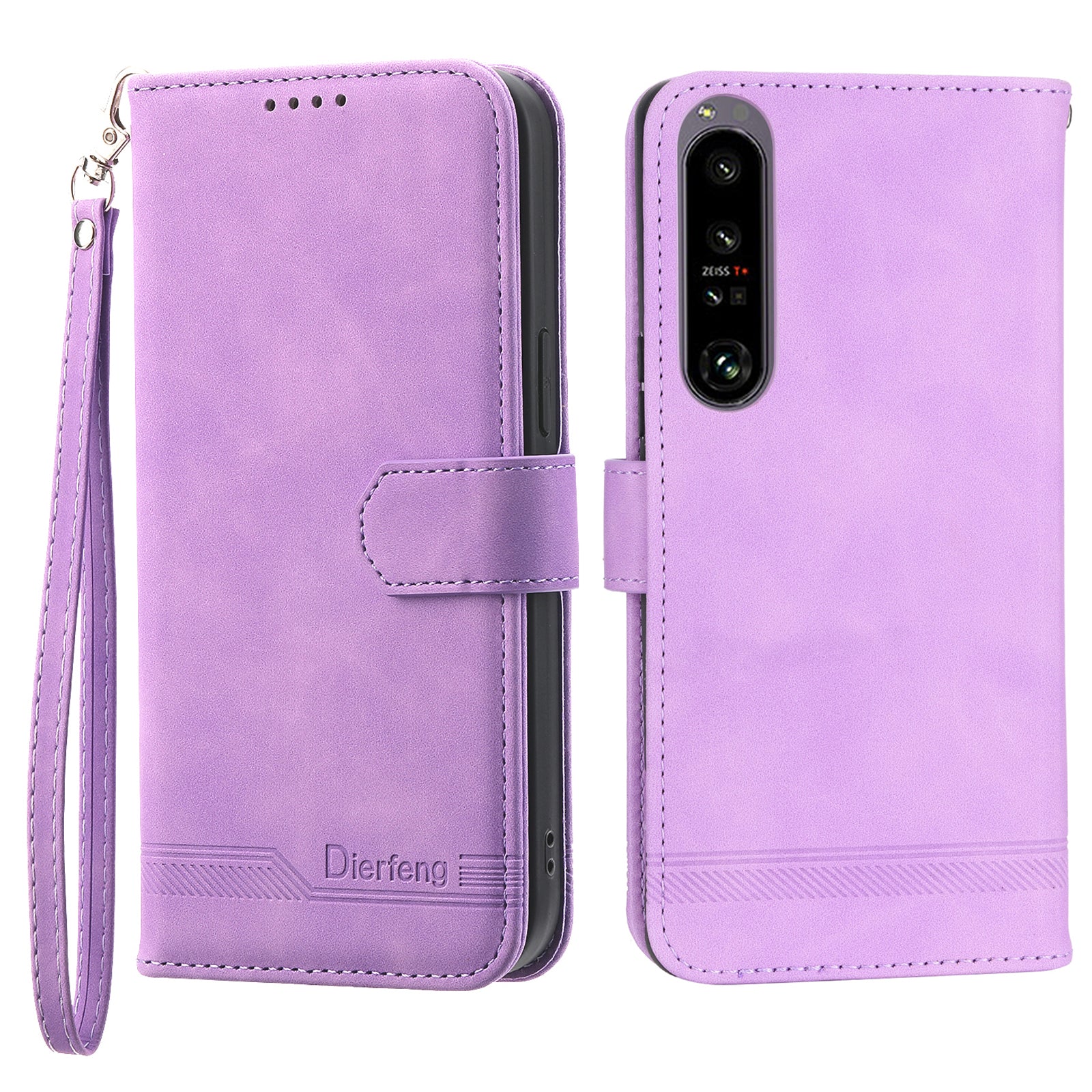 DIERFENG DF-03 Cell Phone Cover for Sony Xperia 1 IV 5G Lines Imprinted PU Leather Wallet Phone Stand Case DIERFENG DF-03 Cell Phone Cover for Sony Xperia 1 IV 5G Lines Imprinted PU Leather Wallet Phone Stand Case